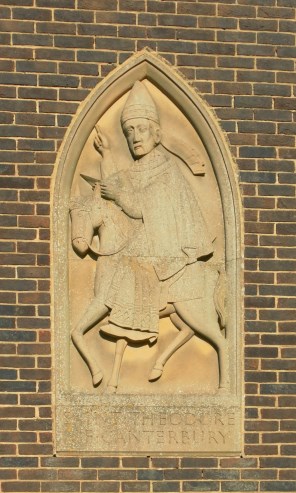 캔터베리의 성 테오도로_photo by Hassocks5489_on the wall of the Church of St Theodore of Canterbury in Gossops Green_England UK.jpg